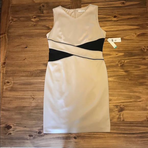 NWT: Studio One, Beige dress w/ black accents Sz16 - Picture 2 of 11